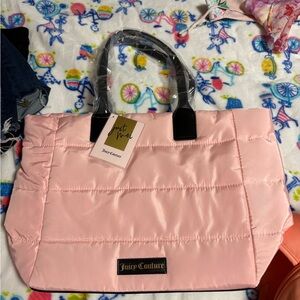 Juicy Couture Light Pink Quilted Tote with Black Handles